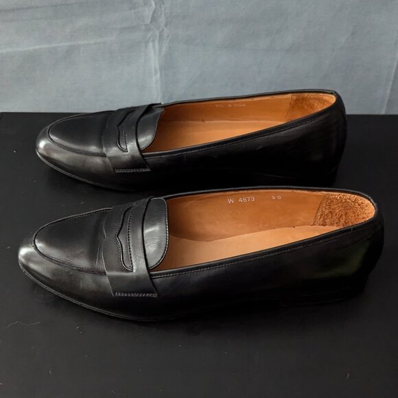 VINTAGE POLO RALPH LAUREN Mens Penny Loafers Shoes BLACK Leather 9B main image 5